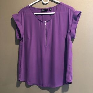 New York & Company Purple Short Sleeved Top Size Medium